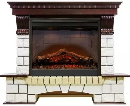 Каминокомплект Pierre Luxe угловой - Темный дуб / Белый с очагом Symphony 26'' DF2608-INT