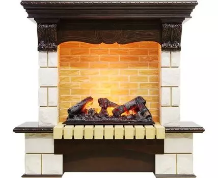 Каминокомплект Pierre Luxe угловой - Темный дуб / Шампань (Высота 1035мм) с очагом Cassette 600 NH