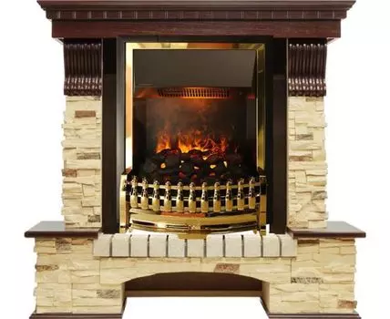 Каминокомплект Pierre Luxe угловой - Темный дуб / Сланец (Высота 1005мм) с очагом Atherton