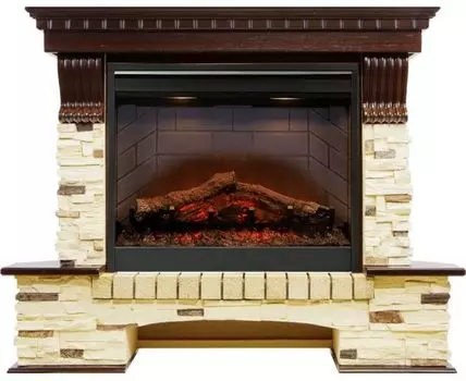 Каминокомплект Pierre Luxe угловой - Темный дуб / Сланец (Высота 1000мм) с очагом Symphony 26'' DF2608-INT