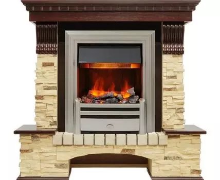 Каминокомплект Pierre Luxe угловой - Темный дуб / Сланец (Высота 1005мм) с очагом Chesford