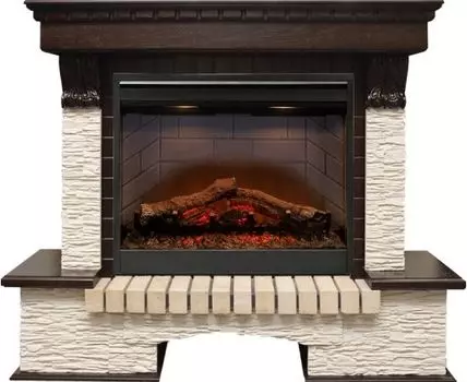 Каминокомплект Pierre Luxe угловой - Темный дуб / Сланец мелкий с очагом Symphony 26'' DF2608-INT