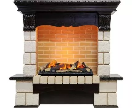 Каминокомплект Pierre Luxe - Венге / Шампань (Высота 1035мм) с очагом Cassette 600 LNH-INT (с дровами)