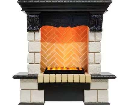 Каминокомплект Pierre Luxe - Венге / Шампань (Высота 975мм) с очагом Cassette 400 LNH-INT PS (без дров)