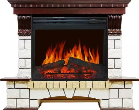 Каминокомплект Pierre - Темный дуб / Белый (Высота 1045мм) с очагом Jupiter FX New