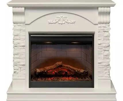 Каминокомплект Prague - Белый /Сланец белый с очагом Symphony 26'' DF2608-INT