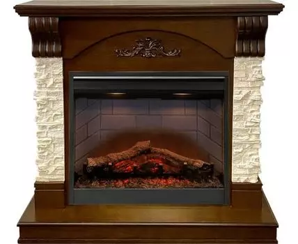 Каминокомплект Prague - Темный дуб/Сланец бежевый с очагом Symphony 26'' DF2608-INT