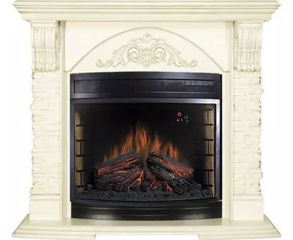 Каминокомплект Rimini - Слоновая кость с патиной с очагом Dioramic 28 LED FX
