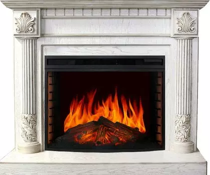 Каминокомплект Rodos - Белый дуб, патина золото с очагом Dioramic 33 LED FX