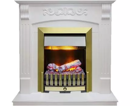 Каминокомплект Sorrento - Белый дуб с очагом Danville Antique Brass FB2