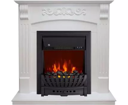 Каминокомплект Sorrento угловой - Белый дуб с очагом Aspen Black