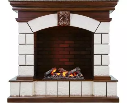 Каминокомплект Tower - Темный дуб / Белый с очагом Cassette 600 NH