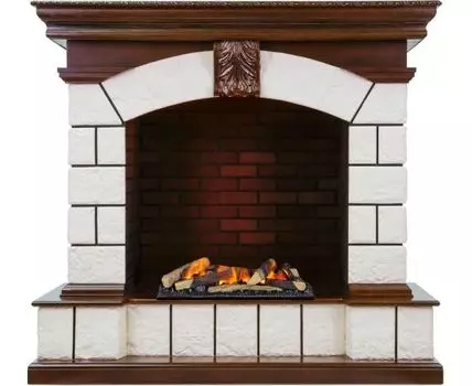 Каминокомплект Tower - Темный дуб / Белый с очагом Cassette 600 LNH-INT (с дровами)