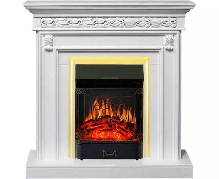 Каминокомплект Valletta - Белый (Ширина 1040 мм) с очагом Majestic FX Brass
