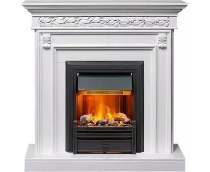 Каминокомплект Valletta - Белый (Ширина 1040 мм) с очагом Brookline Black