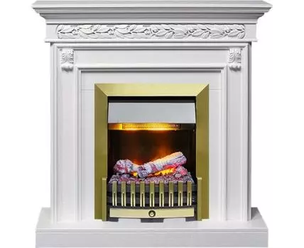 Каминокомплект Valletta - Белый (Ширина 1040 мм) с очагом Danville Antique Brass FB2