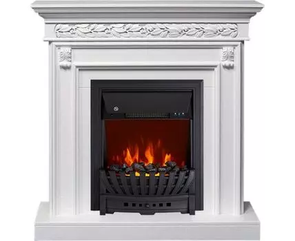 Каминокомплект Valletta - Белый (Ширина 1040 мм) с очагом Aspen Black