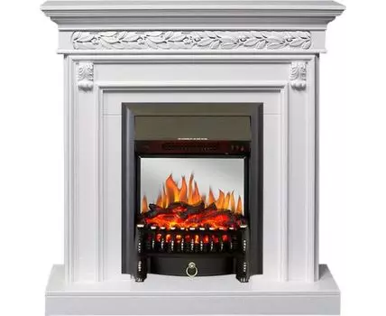 Каминокомплект Valletta - Белый (Ширина 1040 мм) с очагом Fobos FX M Black