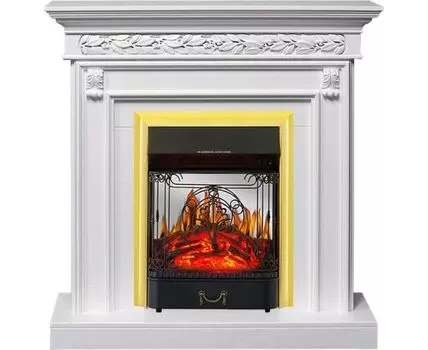 Каминокомплект Valletta - Белый (Ширина 1040 мм) с очагом Majestic FX M Brass