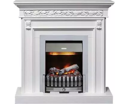 Каминокомплект Valletta - Белый (Ширина 1040 мм) с очагом Danville Chrome FB2