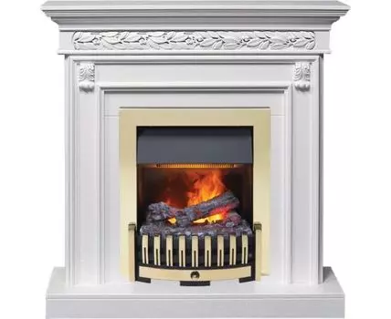 Каминокомплект Valletta - Белый (Ширина 1040 мм) с очагом Danville Brass FB2