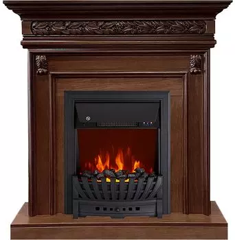 Каминокомплект Valletta - Темный дуб с очагом Aspen Black