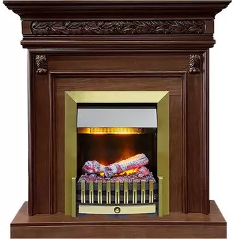 Каминокомплект Valletta - Темный дуб с очагом Danville Antique Brass FB2