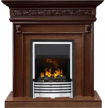 Каминокомплект Valletta - Темный дуб с очагом Flagstaff