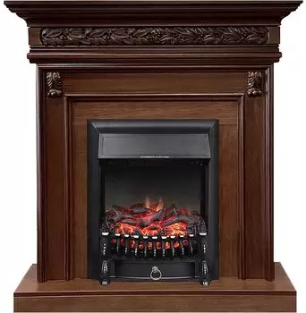 Каминокомплект Valletta - Темный дуб с очагом Fobos FX Black