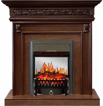 Каминокомплект Valletta - Темный дуб с очагом Fobos FX M Black