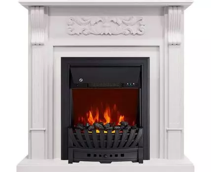 Каминокомплект Venice - Фактурный белый с очагом Aspen Black