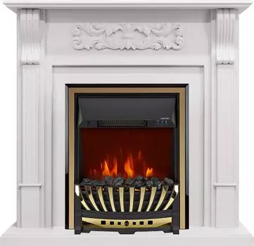 Каминокомплект Venice - Фактурный белый с очагом Aspen Gold