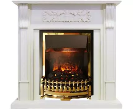 Каминокомплект Venice - Фактурный белый с очагом Atherton