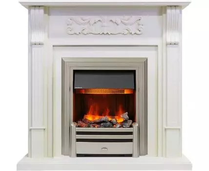 Каминокомплект Venice - Фактурный белый с очагом Chesford