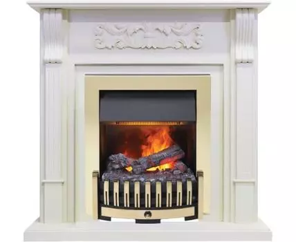 Каминокомплект Venice - Фактурный белый с очагом Danville Brass FB2