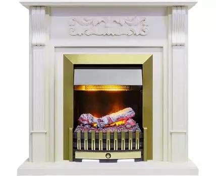 Каминокомплект Venice - Фактурный белый с очагом Danville Antique Brass FB2