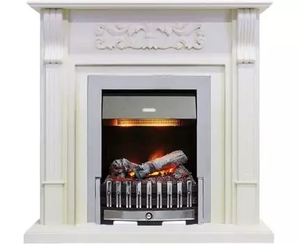 Каминокомплект Venice - Фактурный белый с очагом Danville Chrome FB2