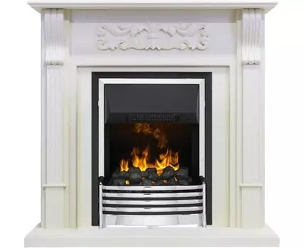 Каминокомплект Venice - Фактурный белый с очагом Flagstaff