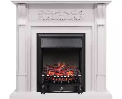 Каминокомплект Venice - Фактурный белый с очагом Fobos FX Black