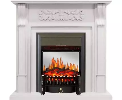 Каминокомплект Venice - Фактурный белый с очагом Fobos FX M Black