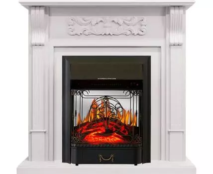 Каминокомплект Venice - Фактурный белый с очагом Majestic FX M Black