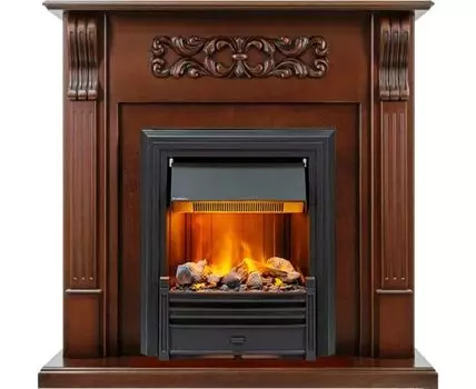 Каминокомплект Venice - Махагон коричневый антик с очагом Brookline Black