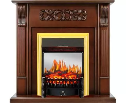 Каминокомплект Venice - Махагон коричневый антик с очагом Fobos FX M Brass