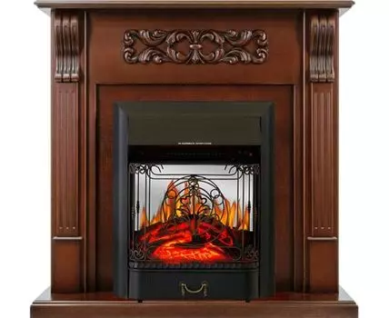 Каминокомплект Venice - Махагон коричневый антик с очагом Majestic FX M Black