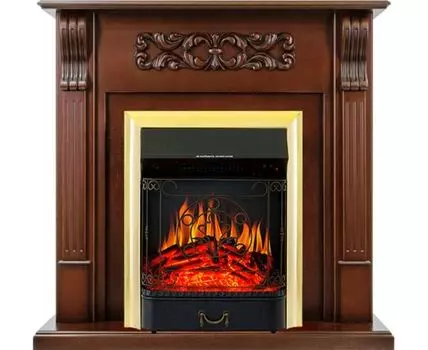 Каминокомплект Venice - Махагон коричневый антик с очагом Majestic FX Brass