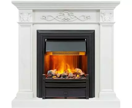 Каминокомплект Verona - Белый дуб с очагом Brookline Black