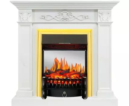 Каминокомплект Verona - Белый дуб с очагом Fobos FX M Brass