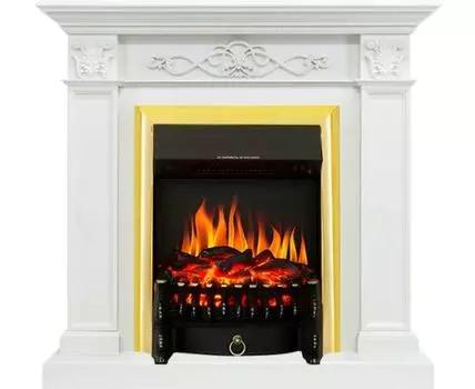 Каминокомплект Verona - Белый дуб с очагом Fobos FX Brass