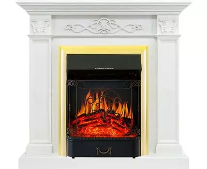 Каминокомплект Verona - Белый дуб с очагом Majestic FX Brass