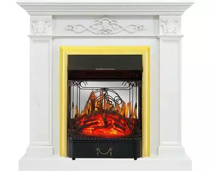 Каминокомплект Verona - Белый дуб с очагом Majestic FX M Brass